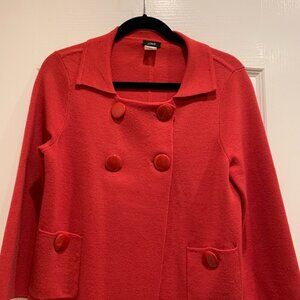 JCrew Size M Soft Red 100% Wool Double Breasted Sweater Jacket
